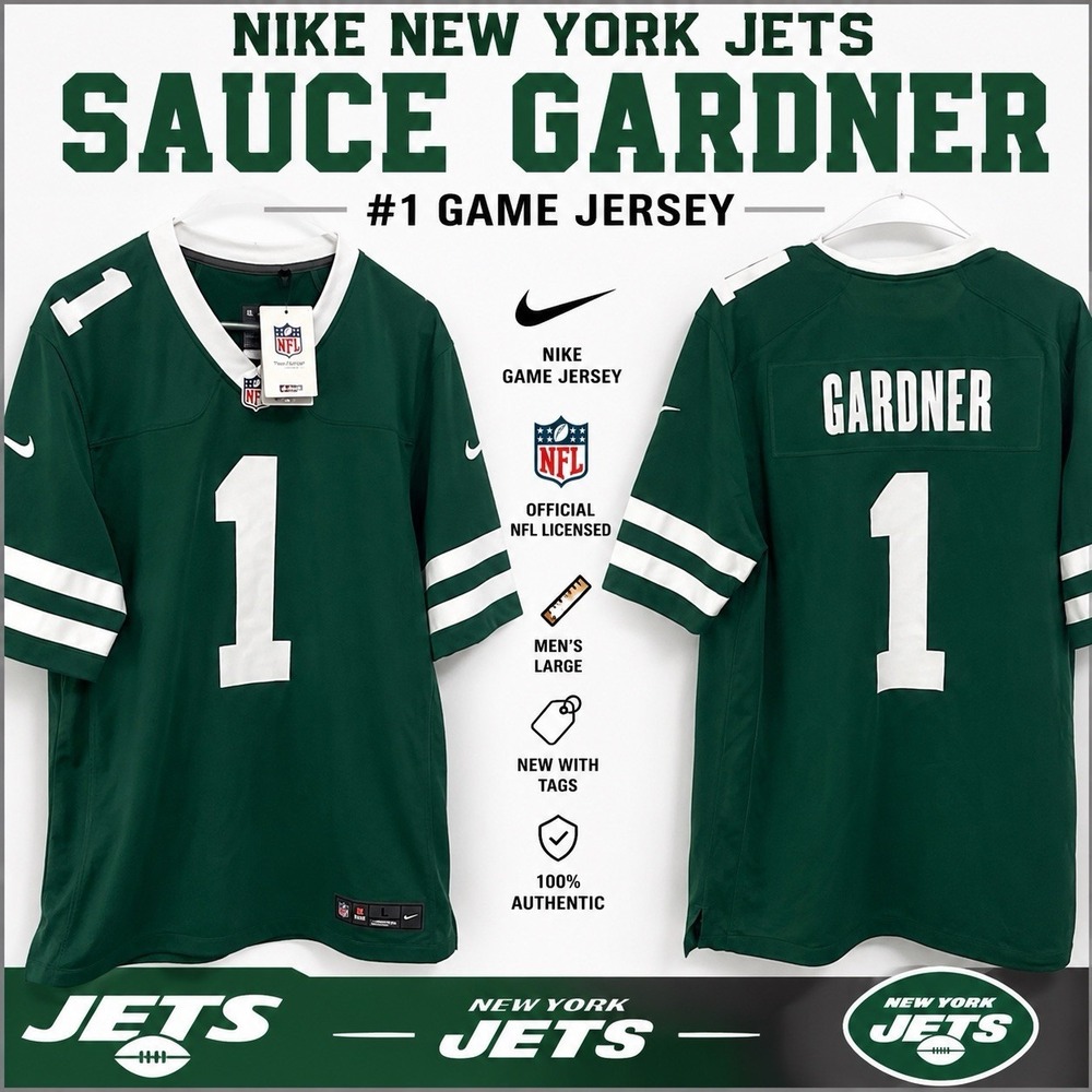 Nike New York Jets Sauce Gardner #1 Jersey Mens Large NFL Green NWT Official